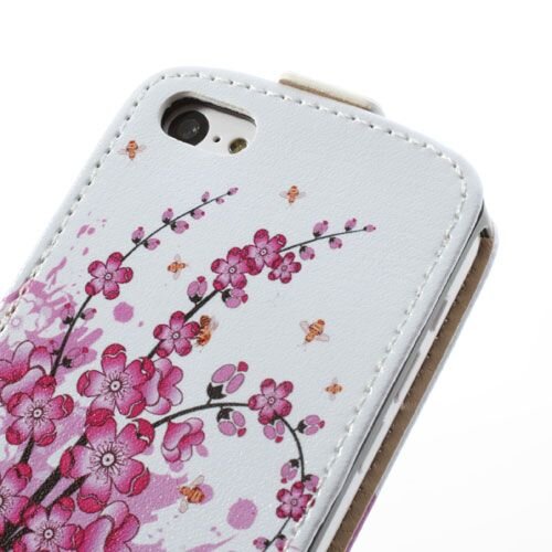 pu leren flipcase iphone 5c pruim bloesem