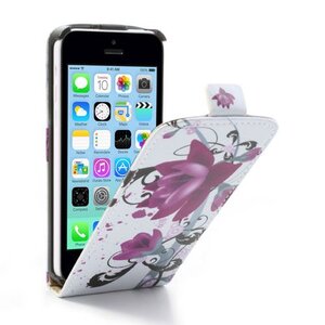 PU Leren Flipcase iPhone 5c - Elegante Lotus