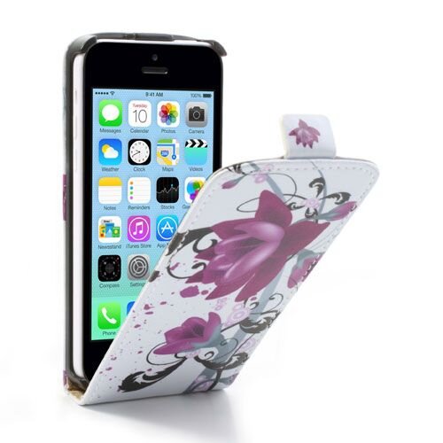 PU Leren Flipcase iPhone 5c - Elegante Lotus