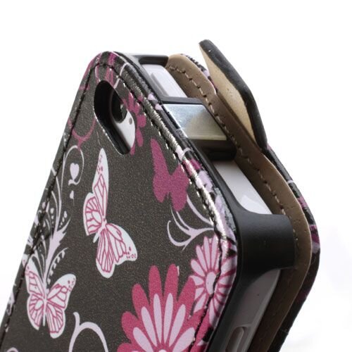 pu leren flipcase iphone 5c vlinders zwart