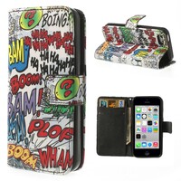 PU Leren Wallet iPhone 5c - Graffiti