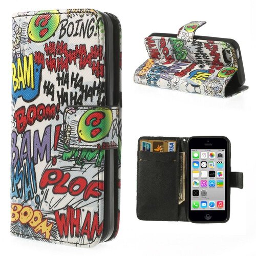 pu leren wallet iphone 5c graffiti
