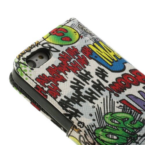 pu leren wallet iphone 5c graffiti