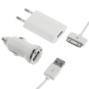 3 in 1 Adapter voor iPhone 3g/3gs/4/4s - Wit