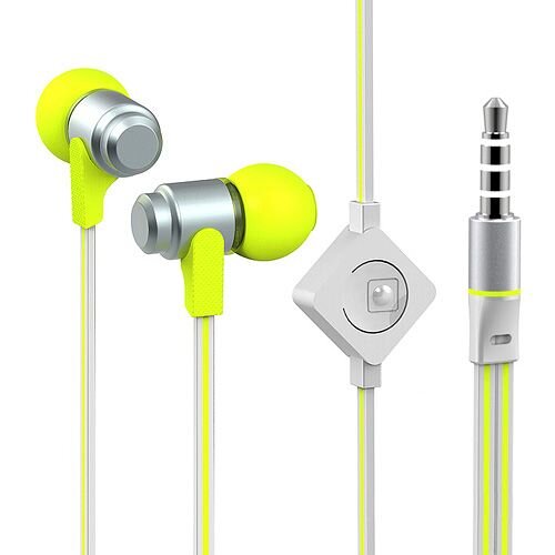 Oordopjes Wallytech In-Ear 3.5mm + Microfoon - Zilver / Groen