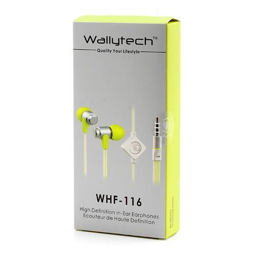 oordopjes wallytech in ear 3 5mm microfoon zilver groen