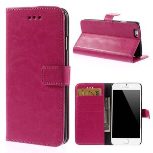 Wallet Leren hoesje iPhone 6(s) - Donker Roze