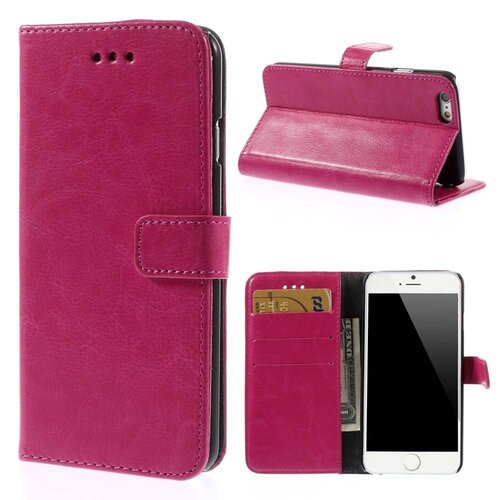Wallet Leren hoesje iPhone 6(s) - Donker Roze