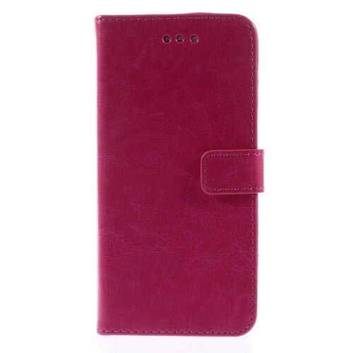 crazy horse pu leren wallet iphone 6 s donker roze