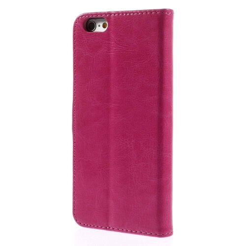 crazy horse pu leren wallet iphone 6 s donker roze