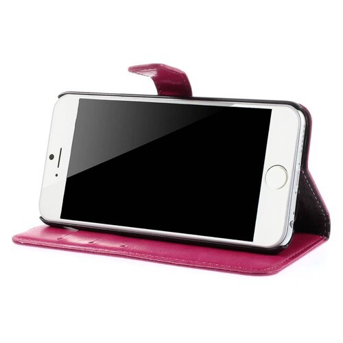 crazy horse pu leren wallet iphone 6 s donker roze