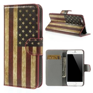 PU Leren Wallet iPhone 6(s) - Vlag USA