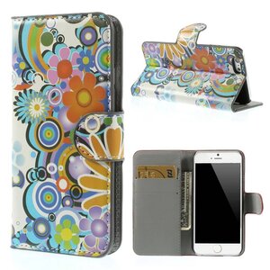 PU Leren Wallet iPhone 6(s) - 60s Bloemen