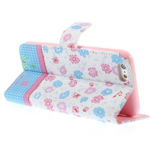 pu leren rhinestone wallet iphone 6 s roze blauwe bloemen pu leren rhinestone wallet iphone 6 s roze blauwe bloemen