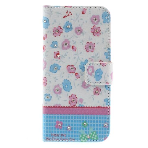 pu leren rhinestone wallet iphone 6 s roze blauwe bloemen pu leren rhinestone wallet iphone 6 s roze blauwe bloemen