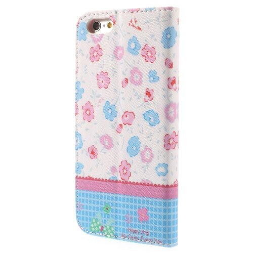 pu leren rhinestone wallet iphone 6 s roze blauwe bloemen pu leren rhinestone wallet iphone 6 s roze blauwe bloemen