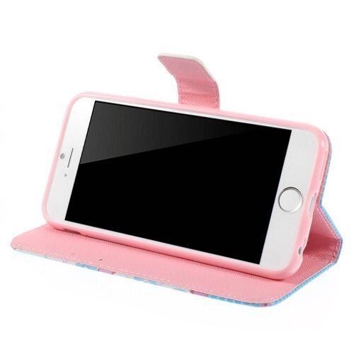pu leren rhinestone wallet iphone 6 s roze blauwe bloemen pu leren rhinestone wallet iphone 6 s roze blauwe bloemen