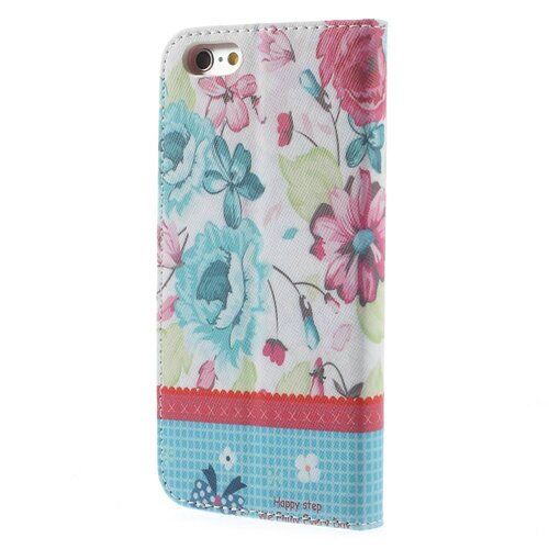 pu leren rhinestone wallet iphone 6 s blauwe lotus pu leren rhinestone wallet iphone 6 s blauwe lotus