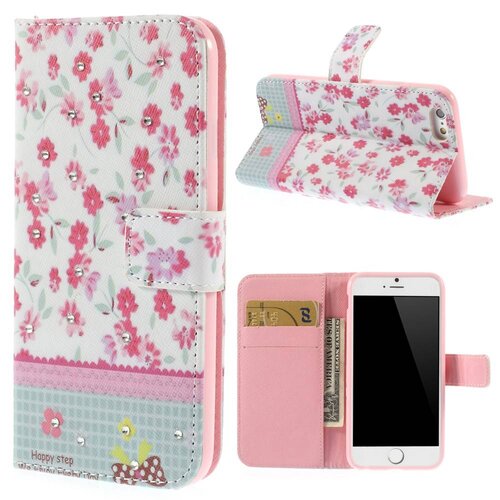 pu leren rhinestone wallet iphone 6 s roze camelia pu leren rhinestone wallet iphone 6 s roze camelia