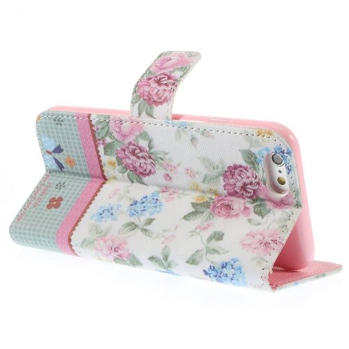 pu leren rhinestone wallet iphone 6 s pioenroos