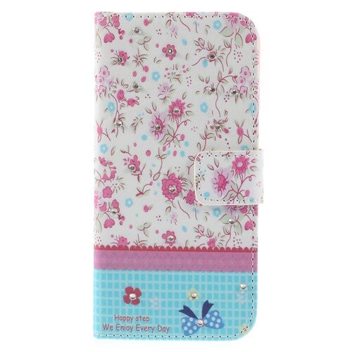 pu leren rhinestone wallet iphone 6 s roze bloemen