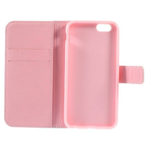 pu leren rhinestone wallet iphone 6 s roze bloemen