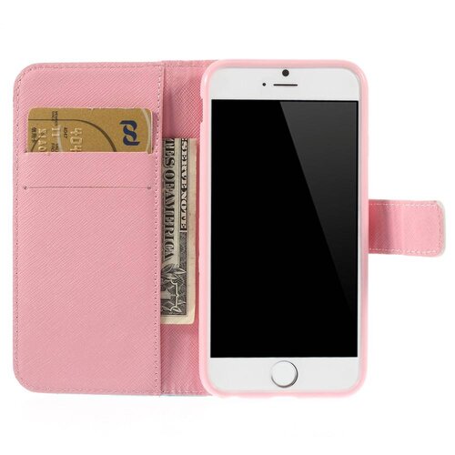 pu leren rhinestone wallet iphone 6 s roze bloemen