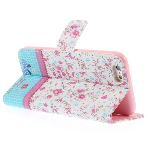 pu leren rhinestone wallet iphone 6 s roze bloemen