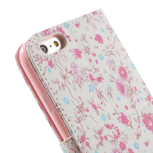 pu leren rhinestone wallet iphone 6 s roze bloemen