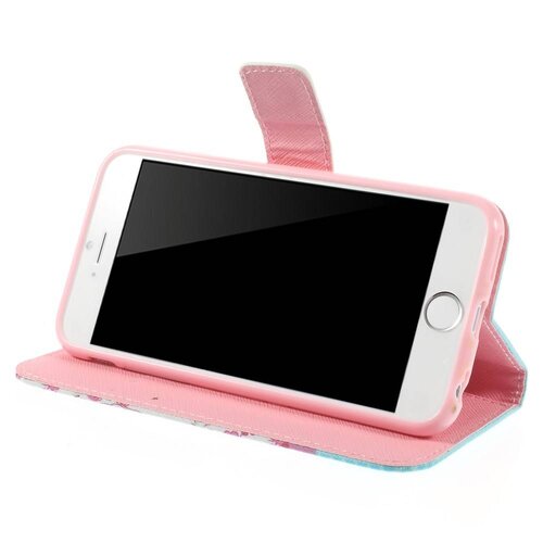 pu leren rhinestone wallet iphone 6 s roze bloemen