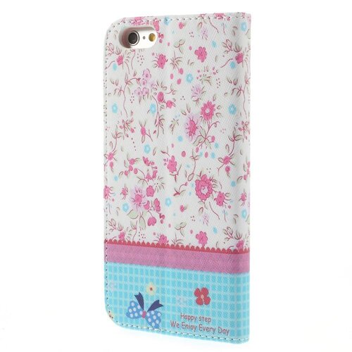 pu leren rhinestone wallet iphone 6 s roze bloemen