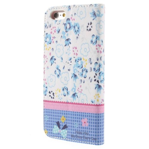 pu leren rhinestone wallet iphone 6 s blauwe bloemen pu leren rhinestone wallet iphone 6 s blauwe bloemen