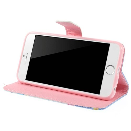 pu leren rhinestone wallet iphone 6 s blauwe bloemen pu leren rhinestone wallet iphone 6 s blauwe bloemen