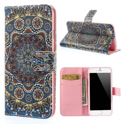 PU Leren Wallet iPhone 6(s) - Mandala Patroon Donker