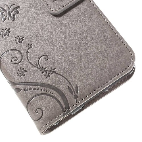 Uilenserie pu leren wallet iphone 6 s grijs vlinder en bloemprint Uilenserie pu leren wallet iphone 6 s grijs vlinder en bloemprint