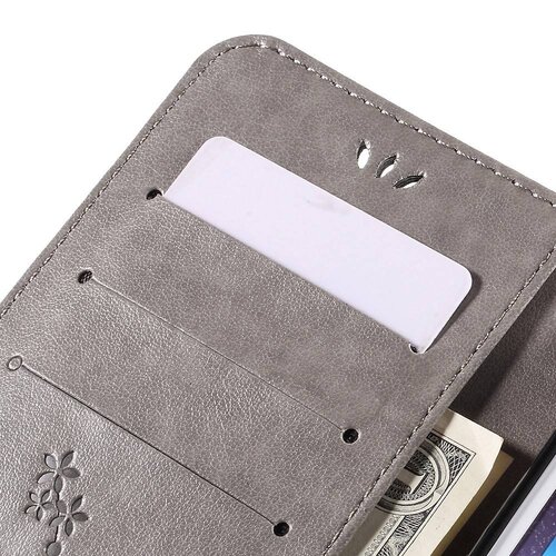 Uilenserie pu leren wallet iphone 6 s grijs vlinder en bloemprint Uilenserie pu leren wallet iphone 6 s grijs vlinder en bloemprint
