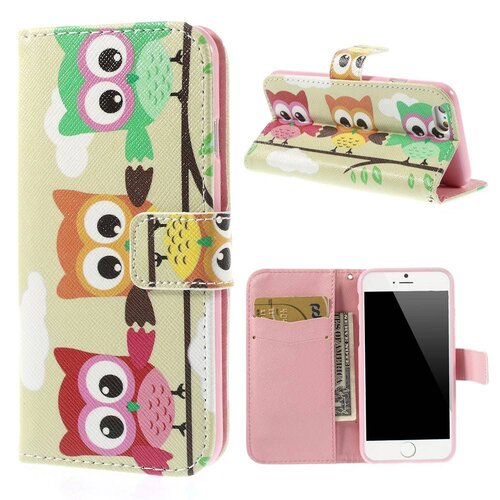 Uilenserie pu leren wallet iphone 6 s uiltjes op tak