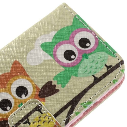 Uilenserie pu leren wallet iphone 6 s uiltjes op tak