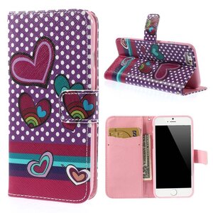 PU Leren Wallet iPhone 6(s) - Polka Dot Hartjes