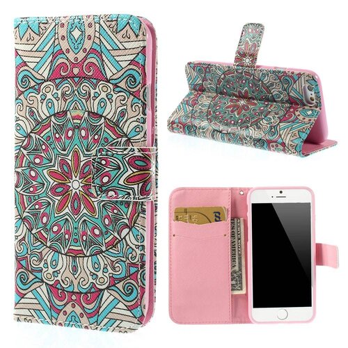 PU Leren Wallet iPhone 6(s) - Mandala Patroon