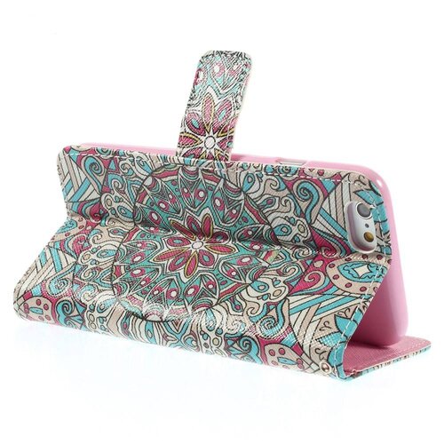 pu leren wallet iphone 6 s mandala patroon