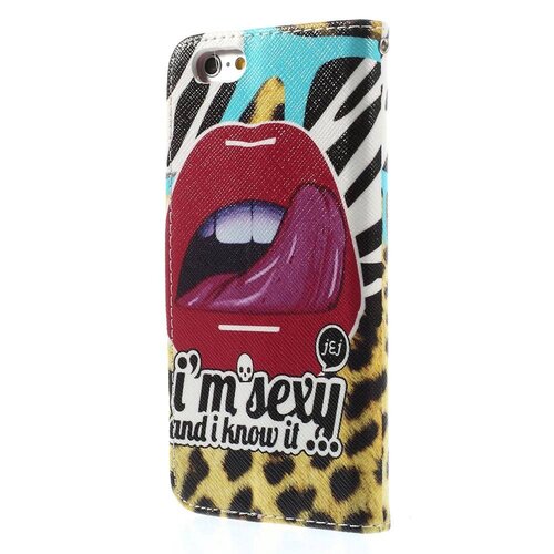 pu leren wallet iphone 6 s sexy lips