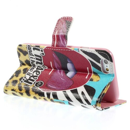 pu leren wallet iphone 6 s sexy lips