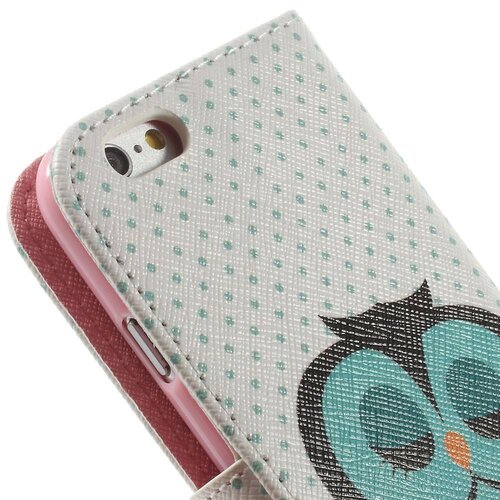 Uilenserie slapende uil wallet stand lederen hoesje voor iph