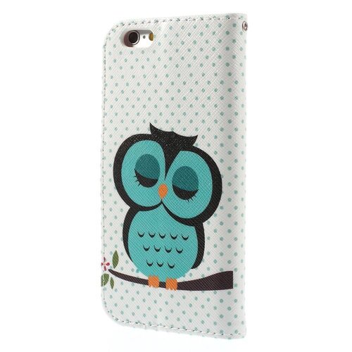 Uilenserie slapende uil wallet stand lederen hoesje voor iph