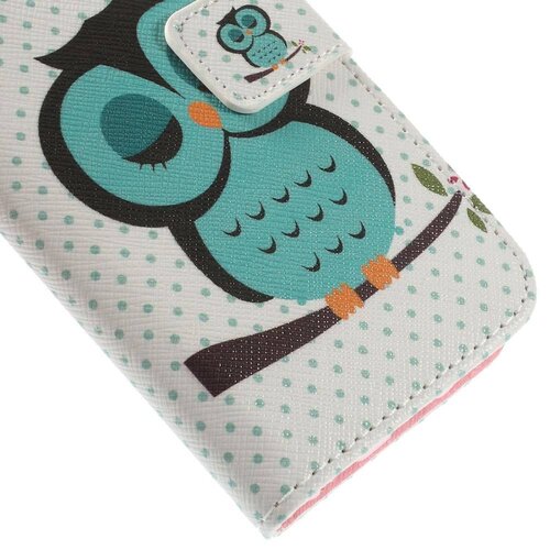 Uilenserie slapende uil wallet stand lederen hoesje voor iph