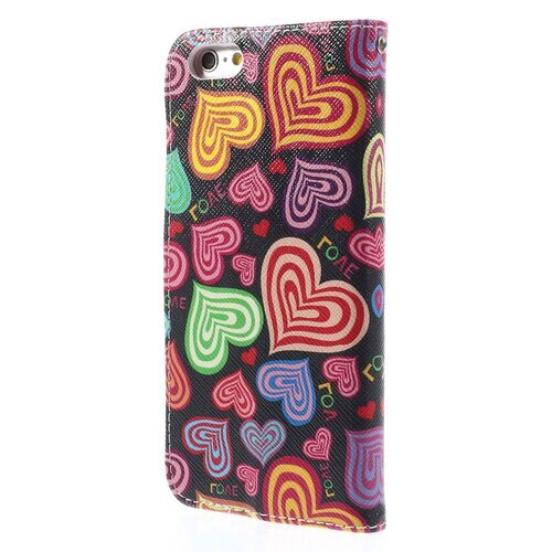 pu leren wallet iphone 6 s 60s hartjes