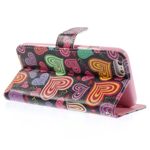 pu leren wallet iphone 6 s 60s hartjes