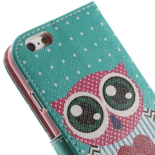 Uilenserie pu leren wallet iphone 6 s polka dot uil