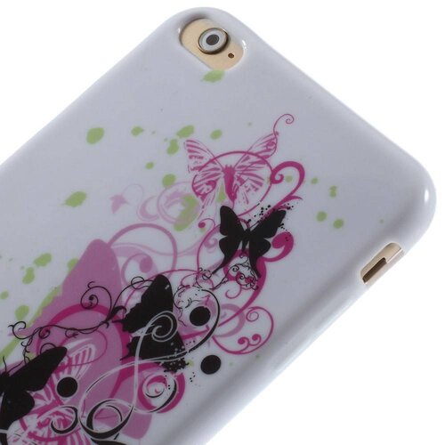 TVC tpu softcase iphone 6 s plus vlinders en bloemen wit